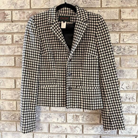 Ralph Lauren 100% Wool Houndstooth Blazer Jacket - Size Small - Picture 1 of 8